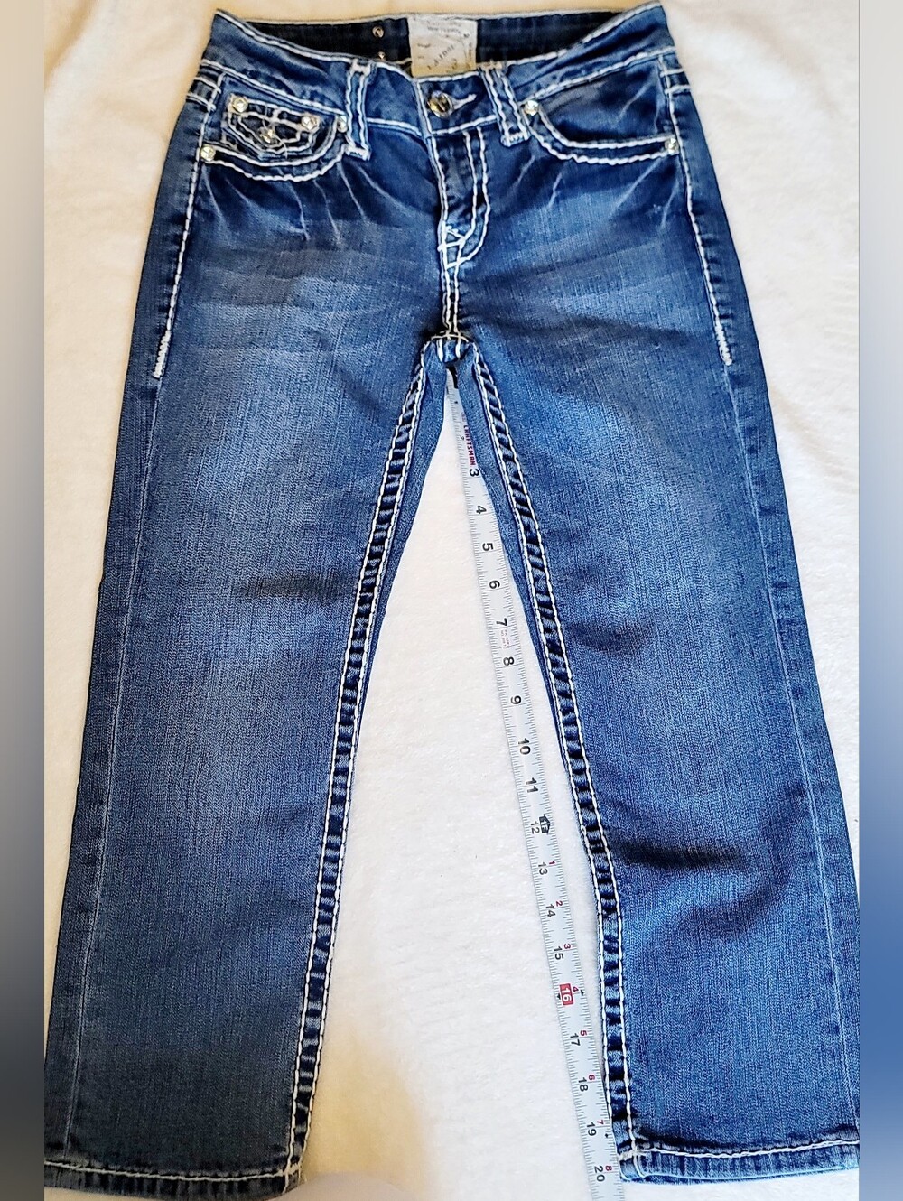 Vintage Y2K L.A. Idol Embellished Low Rise Denim Capris Sz 3